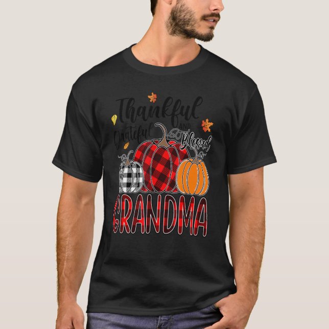 Camiseta Thankful Grateful Blessed Grandma Pumpkin Truck Th (Anverso)