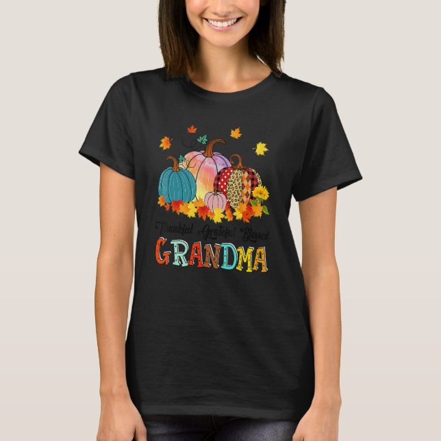 Camiseta Thankful Grateful Blessed Grandma Pumpkins Thanksg (Anverso)