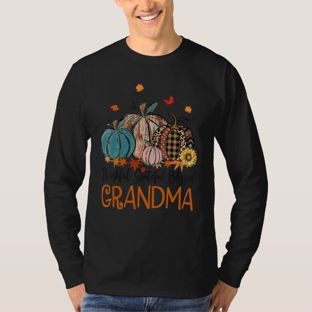 Camiseta Thankful Grateful Blessed Grandma Pumpkins Thanksg (Anverso)