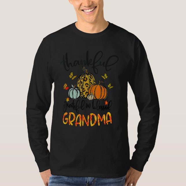 Camiseta Thankful Grateful Blessed Grandma Pumpkins Thanksg (Anverso)