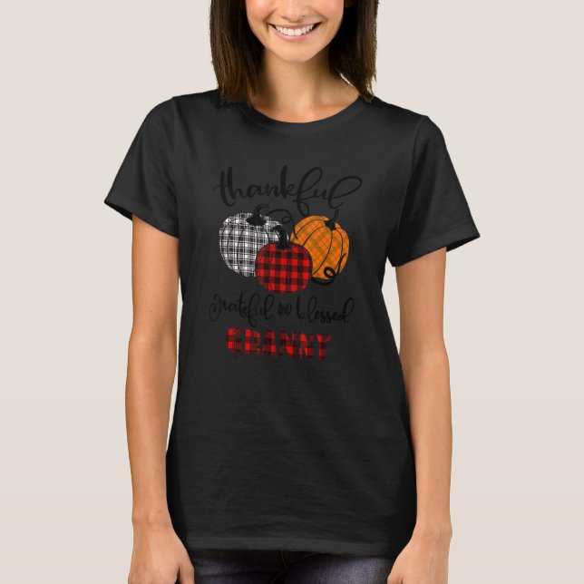 Camiseta Thankful Grateful Blessed Granny Autumn Fall Pumpk (Anverso)