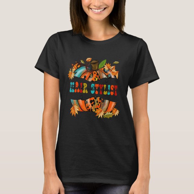 Camiseta Thankful Grateful Blessed Hair Stylist Pumpkin Aut (Anverso)