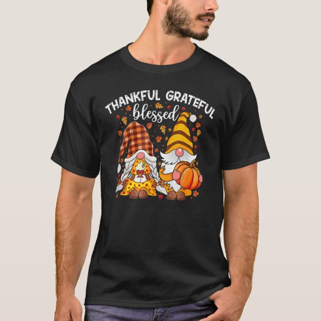 Camiseta Thankful Grateful Blessed Happy Thanksgiving Plaid (Anverso)