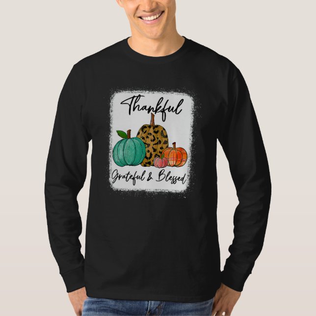 Camiseta Thankful Grateful Blessed Leopard Pumpkin Fall Tha (Anverso)