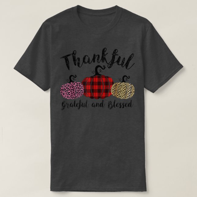 Camiseta Thankful Grateful Blessed Leopard Pumpkin Thanksgi (Diseño del anverso)