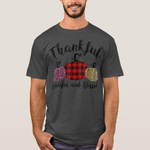 Camiseta Thankful Grateful Blessed Leopard Pumpkin Thanksgi