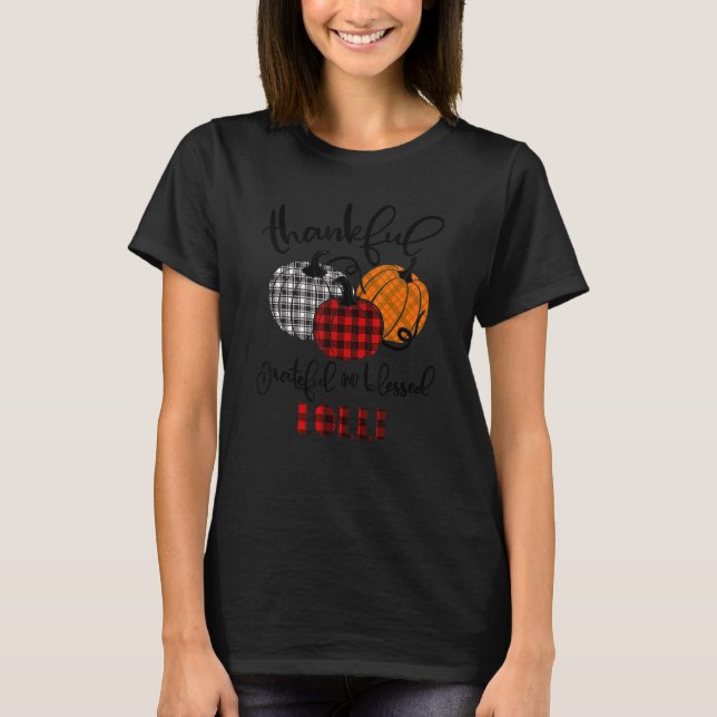 Camiseta Thankful Grateful Blessed Lolli Autumn Fall Pumpki (Anverso)
