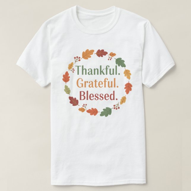 Camiseta Thankful Grateful Blessed | Minimal Thanksgiving  (Diseño del anverso)