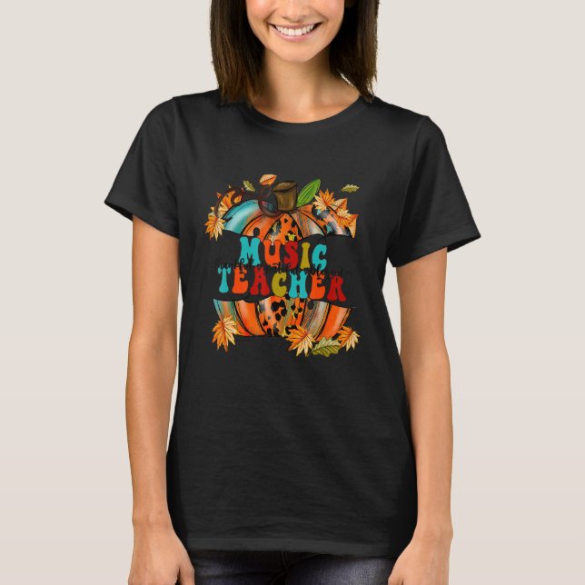 Camiseta Thankful Grateful Blessed Music Teacher Pumpkin Au (Anverso)