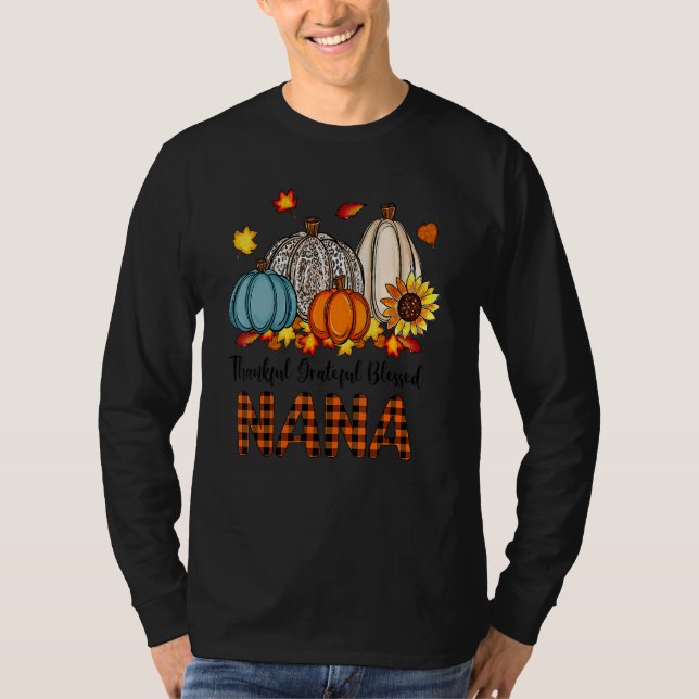 Camiseta Thankful Grateful Blessed Nana Pumpkins Fall Thank (Anverso)