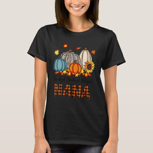 Camiseta Thankful Grateful Blessed Nana Pumpkins Fall Thank (Anverso)
