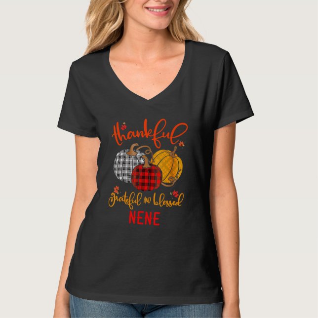 Camiseta Thankful Grateful Blessed NeNe Autumn Fall Pumpkin (Anverso)