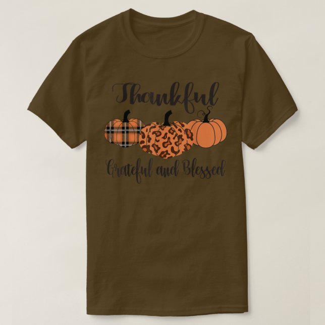 Camiseta Thankful Grateful Blessed Plaid Leopard Pumpkin Th (Diseño del anverso)