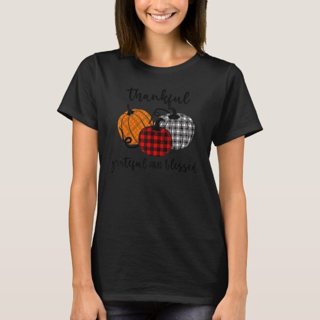 Camiseta Thankful Grateful Blessed Plaid  Thanksgiving Men  (Anverso)