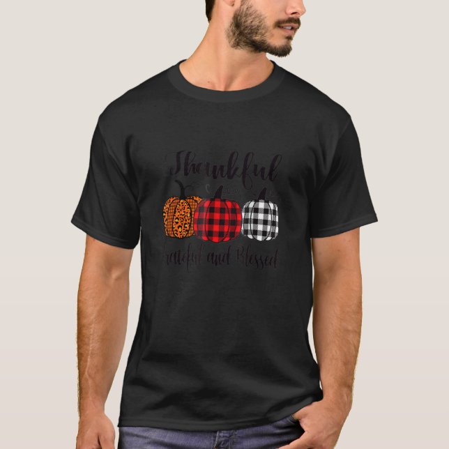 Camiseta Thankful Grateful Blessed Plaid  Thanksgiving Men  (Anverso)
