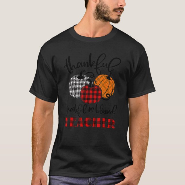 Camiseta Thankful Grateful Blessed Teacher Autumn Fall Pump (Anverso)