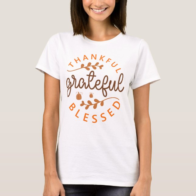 Camiseta Thankful Grateful Blessed Thanksgiving Pumpkin (Anverso)
