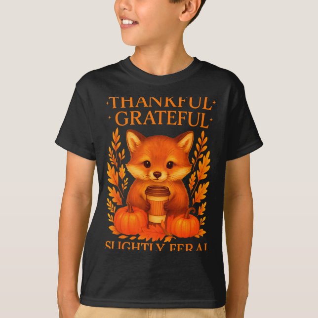 Camiseta Thankful Grateful Slightly Feral Funny Raccoon Tha (Anverso)