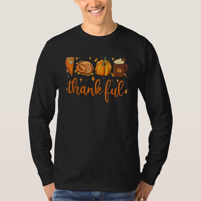 Camiseta Thankful Happy Turkey Day Thanksgiving Pumpkin Spi (Anverso)