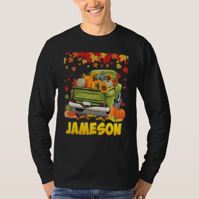 Camiseta Thankful Jameson Thanksgiving Pumpkin Truck Fall T (Anverso)