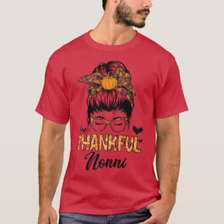Camiseta Thankful Nonni Gracioso Messy Bun Fall otoño Thank