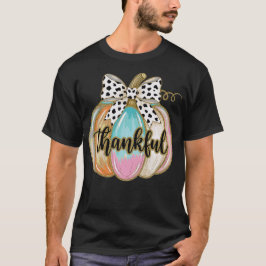 Camiseta Thankful Pumpkin Coquette Bow Thanksgiving Fall 