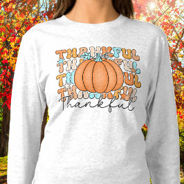 Camiseta Thankful Pumpkin Long Sleeve Tshirt