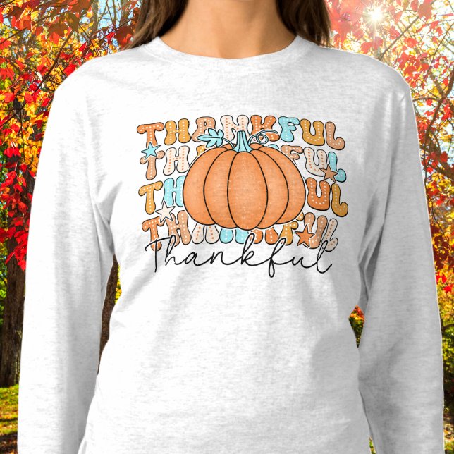 Camiseta Thankful Pumpkin Long Sleeve Tshirt (Subido por el creador)