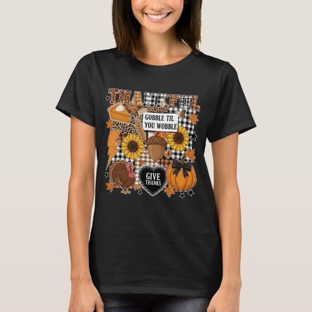 Camiseta Thankful Thanksgiving Collage | Retro Fall (Anverso)