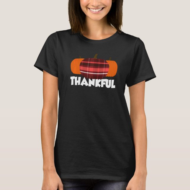 Camiseta Thankful Thanksgiving Pumpkin Flannel   (Anverso)