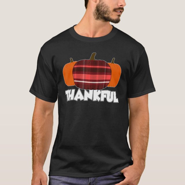 Camiseta Thankfull Thanksgiving Pumpkin Flannel (Anverso)