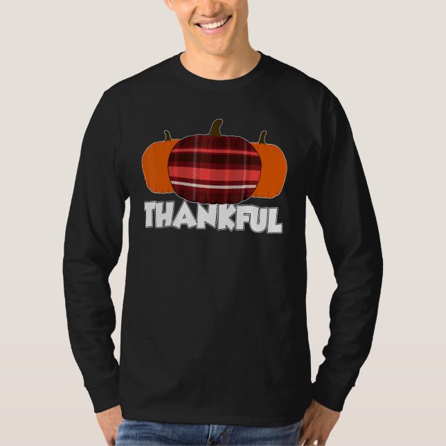 Camiseta Thankfull Thanksgiving Pumpkin Flannel (Anverso)