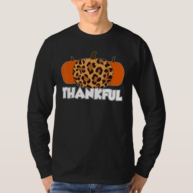 Camiseta Thankfull Thanksgiving Pumpkin Leopard (Anverso)