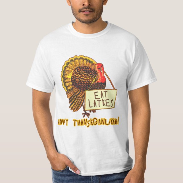 Camiseta Thanksganukkah feliz COME los LATKES (Anverso)