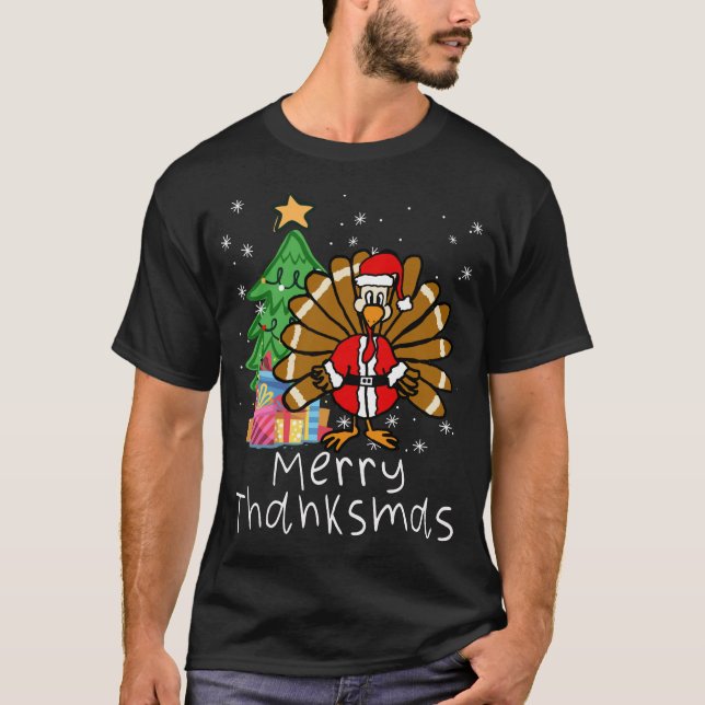 Camiseta Thanksgivin Navidades turcos de Santa Merry de Tha (Anverso)
