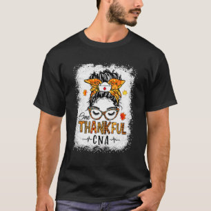 Camiseta Thanksgivin Un Encantado Cna Messy Bun Otoño Caído