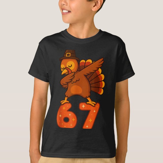 Camiseta Thanksgiving 67 Meme Six Seven Funny Turkey  (Anverso)