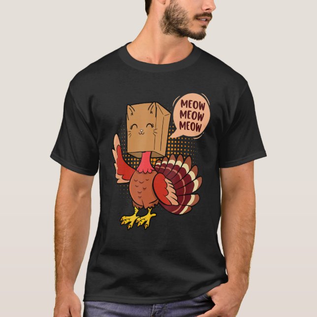 Camiseta Thanksgiving Cat   Fake Cat Meow Thanksgiving Turk (Anverso)