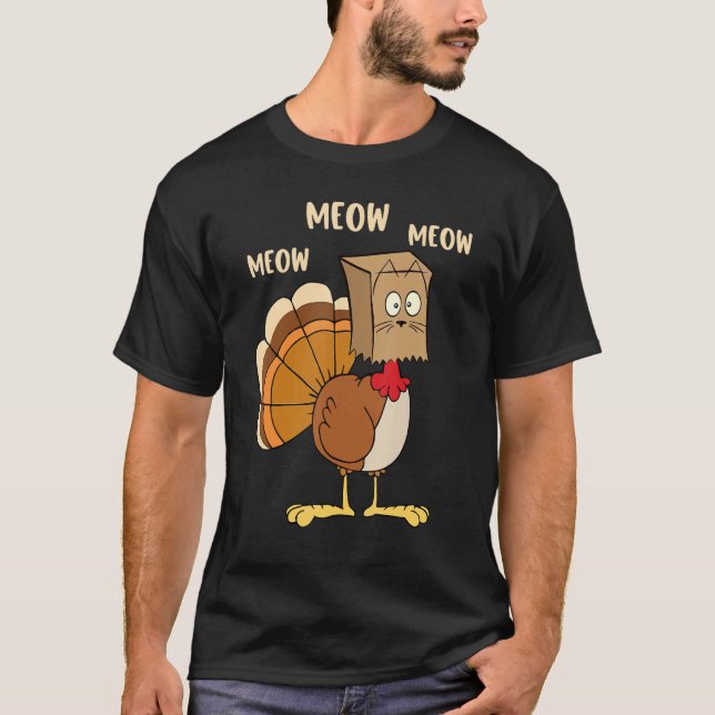 Camiseta Thanksgiving Cat  Fake Cat Meow Thanksgiving Turke (Anverso)