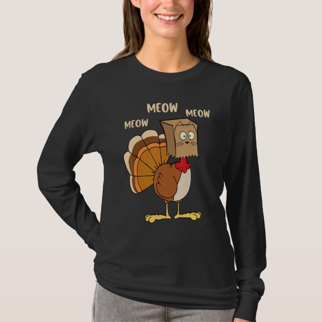 Camiseta Thanksgiving Cat  Fake Cat Meow Thanksgiving Turke (Anverso)