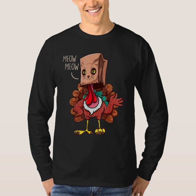 Camiseta Thanksgiving Cat  Fake Cat Meow Thanksgiving Turke (Anverso)