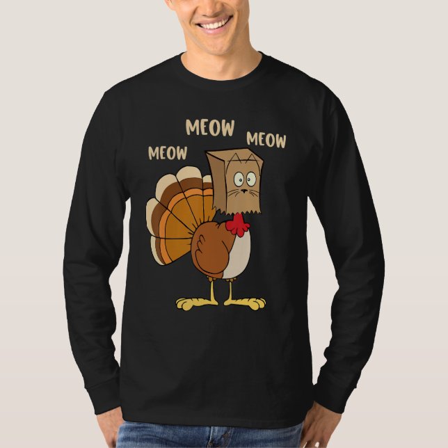 Camiseta Thanksgiving Cat  Fake Cat Meow Thanksgiving Turke (Anverso)