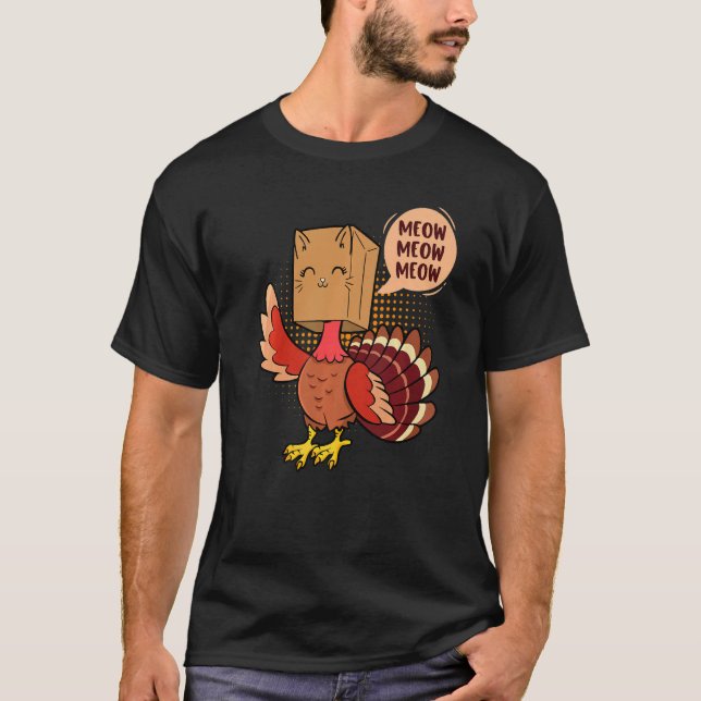 Camiseta Thanksgiving Cat  Fake Cat Meow Thanksgiving Turke (Anverso)