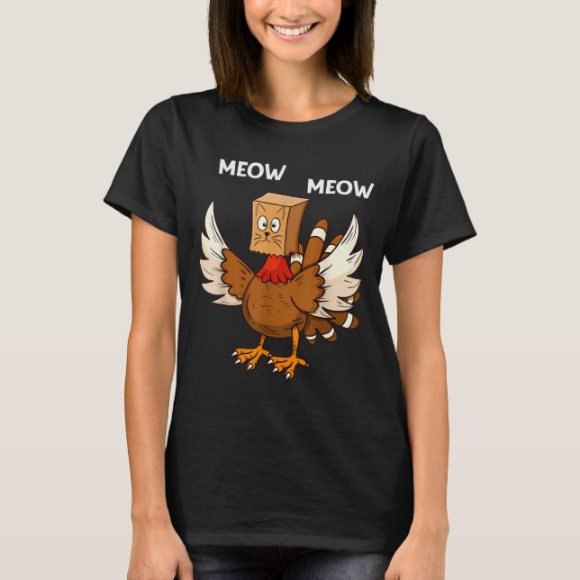 Camiseta Thanksgiving Cat Funny Fake Cat Meow Thanksgiving  (Anverso)
