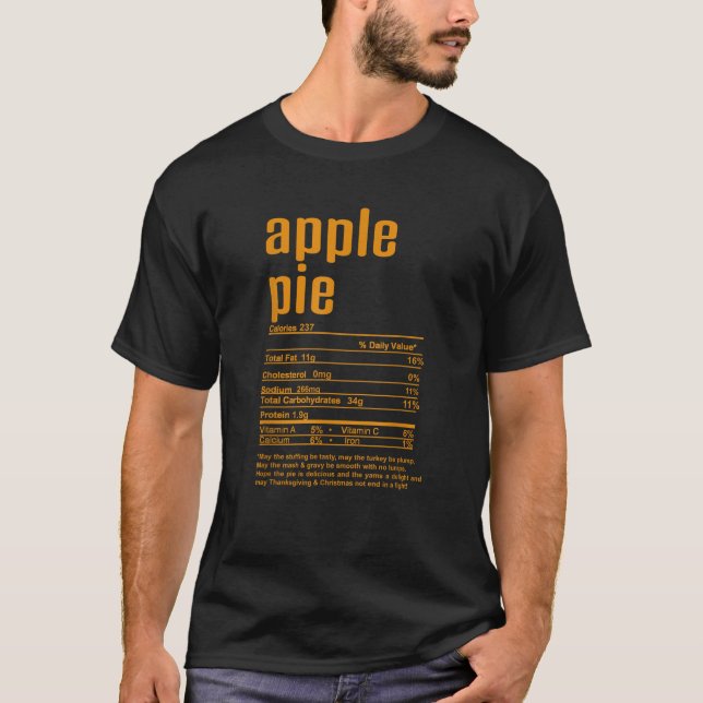 Camiseta Thanksgiving Christmas Apple Pie Nutritional Facts (Anverso)