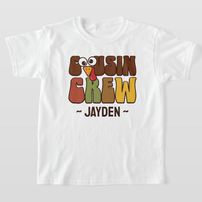 Camiseta Thanksgiving Cousin Crew Personalized Kids (Distribución)