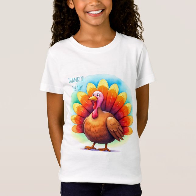 Camiseta Thanksgiving, Cute Turkey,Thankful for You T-Shirt (Anverso)