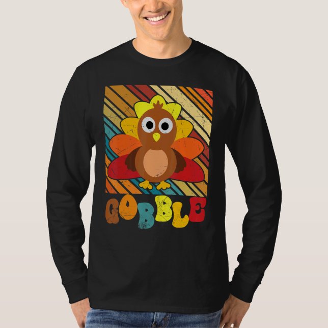Camiseta Thanksgiving Day Cute Turkey Gravy Groovy Gobble F (Anverso)