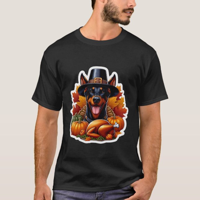 Camiseta Thanksgiving Doberman Pinscher Dog Owner Lover Fun (Anverso)