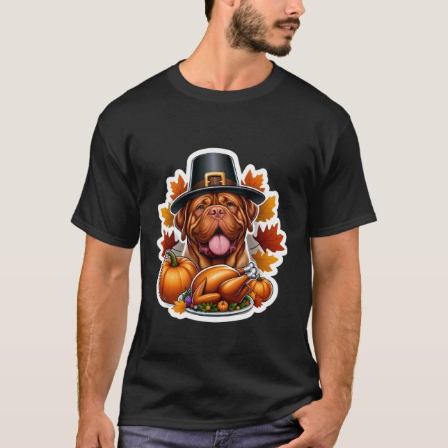 Camiseta Thanksgiving Dogue de Bordeaux Dog Owner Mom Dad L (Anverso)